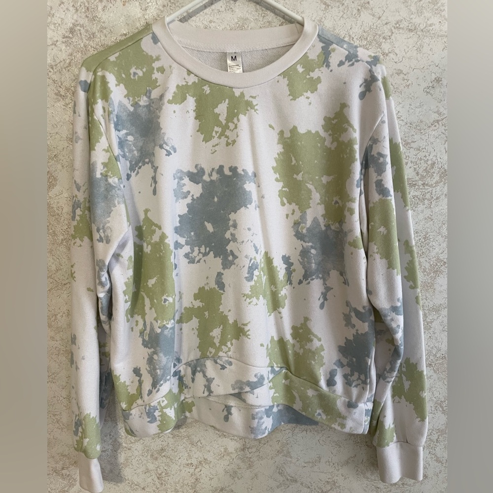 Blue and green tie-dye sweatshirt